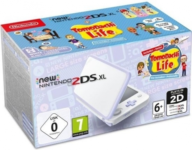 New Nintendo 2DS XL Console + Tomodachi Life (White / Lavender)