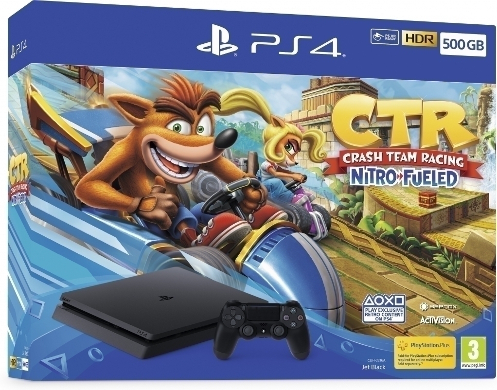 Playstation 4 Slim (Black) 500GB + Crash Team Racing Nitro-Fueled