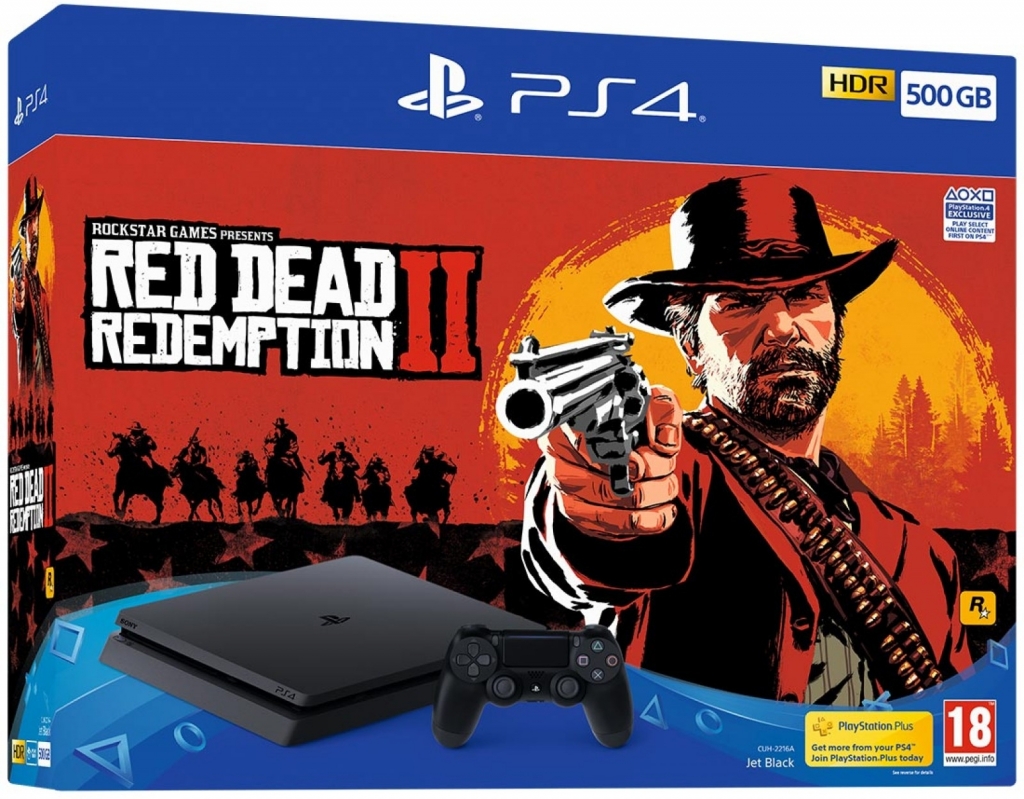 Playstation 4 Slim (Black) 500GB + Red Dead Redemption 2