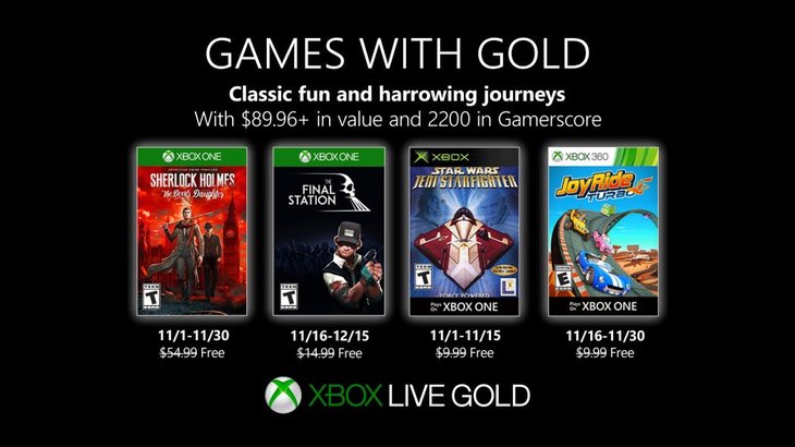 Xbox November Games With Gold Includes Sherlock Holmes and Star Wars