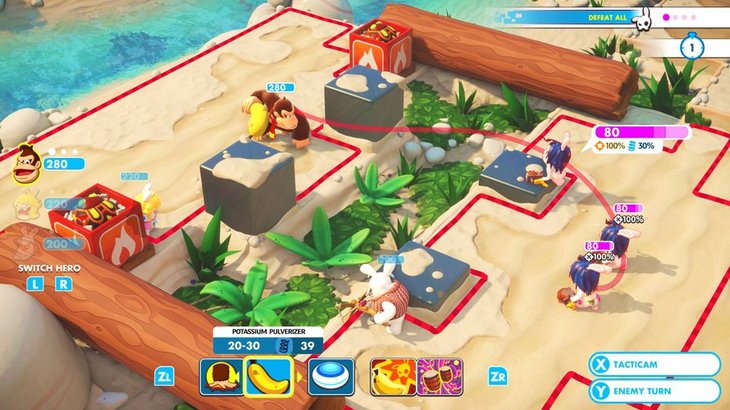 News: Gameplay for Mario + Rabbids Donkey Kong DLC shows off Rabbid Cranky and throwing stuff everywhere