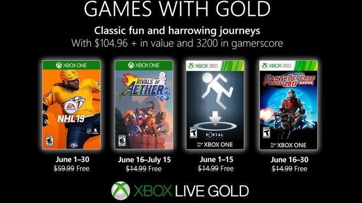 Xbox Games With Gold for June 2019 Announced With NHL 19, Portal and More